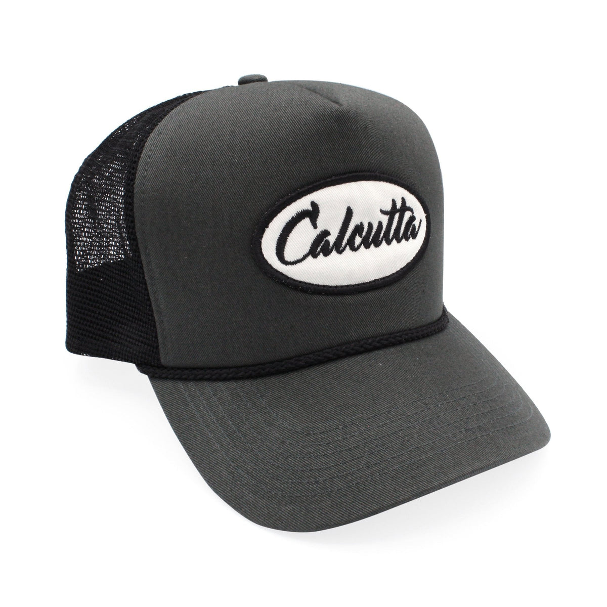 Classic Trucker Fishing Hat with Oval Calcutta Patch gray